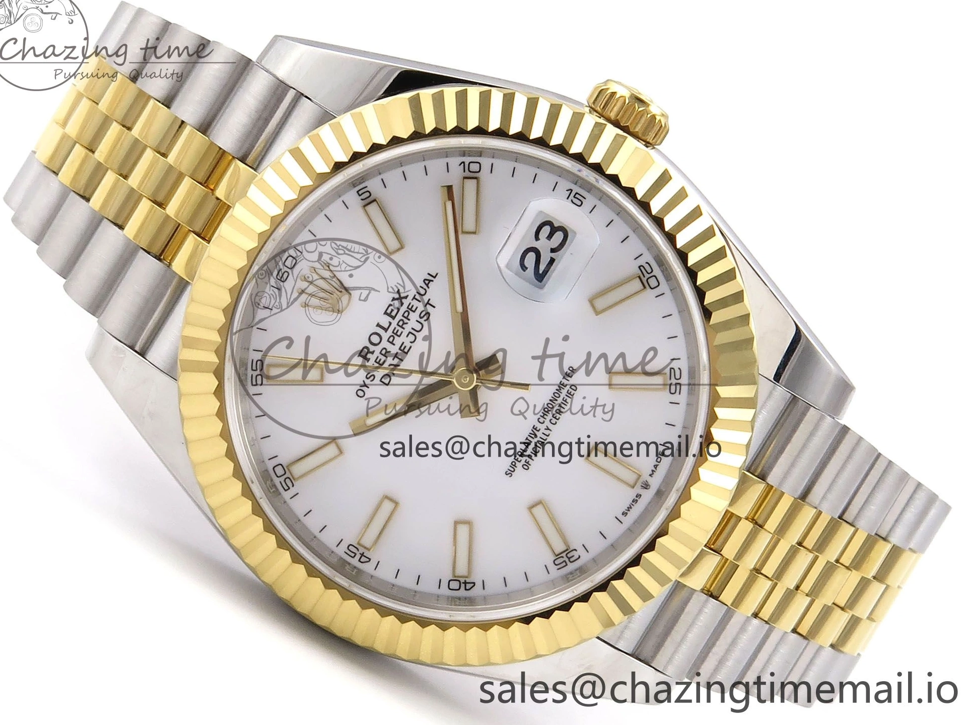 SS Best 41 Bracelet EWEF Stick DateJust Dial Jubilee A3235 White on Edition 126333 YG 0305